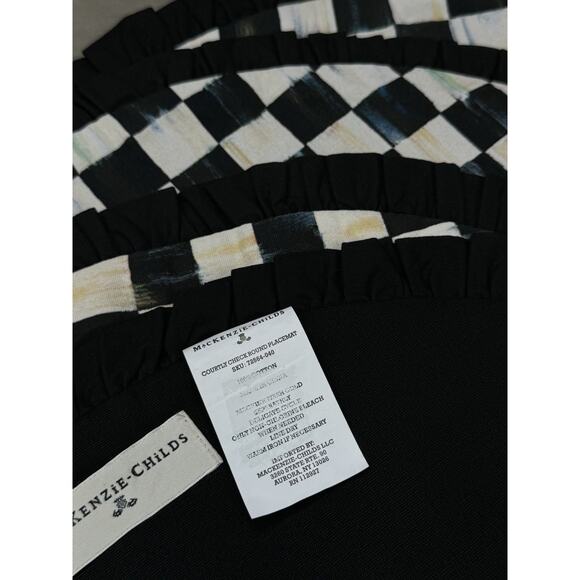 Mackenzie Childs NWOT Courtly Check Ruffled Round Placemat Set of 6 Retail $360 - Picture 4 of 8